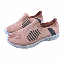 Pink Grey Fabric Lightweight Slip‑On Trainers