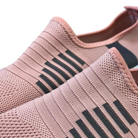 Pink Grey Fabric Lightweight Slip‑On Trainers