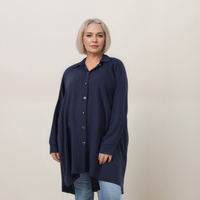 Long Dipped-Hem Shirt with Pleated Back