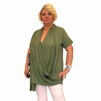 ROCKTHOSECURVES WRAP OVER DRAPED DETAIL SHORT SLEEVE TOP