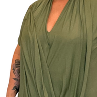 ROCKTHOSECURVES WRAP OVER DRAPED DETAIL SHORT SLEEVE TOP