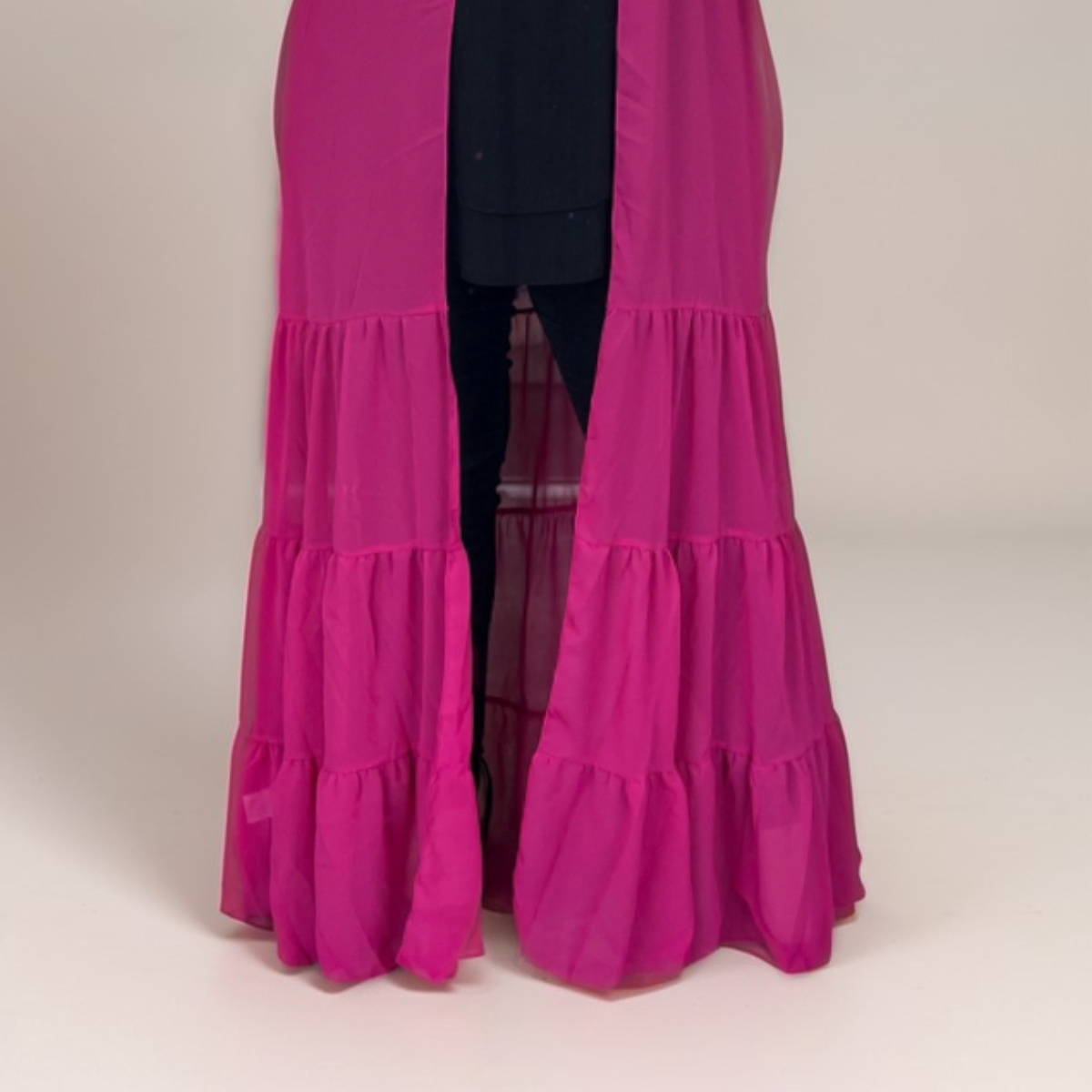 FUCHSIA LAYERED CHIFFON DUSTER JACKET