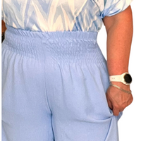 HIGH SMOCKED ELASTICATED WAIST WIDE LEG PALAZZO TROUSERS