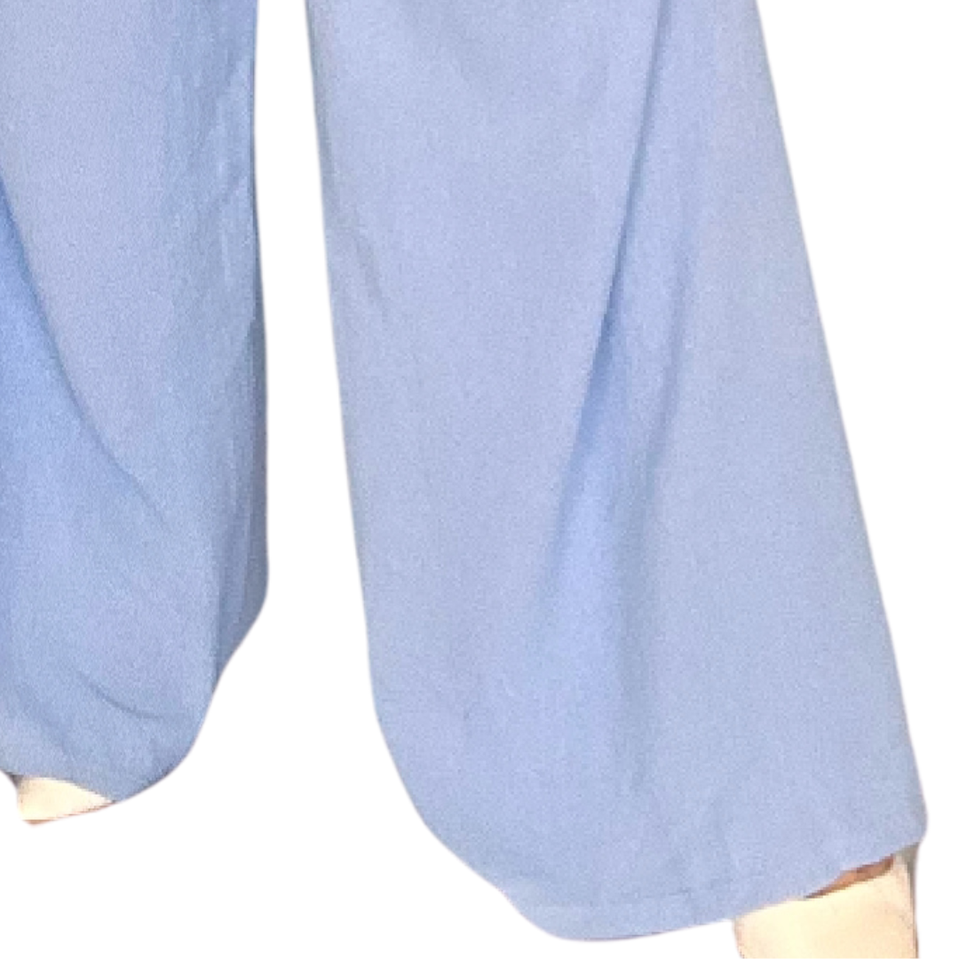 HIGH SMOCKED ELASTICATED WAIST WIDE LEG PALAZZO TROUSERS