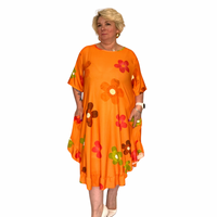Plus‑Size Flower Print Frilled Dipped Hem Short Sleeve Dress