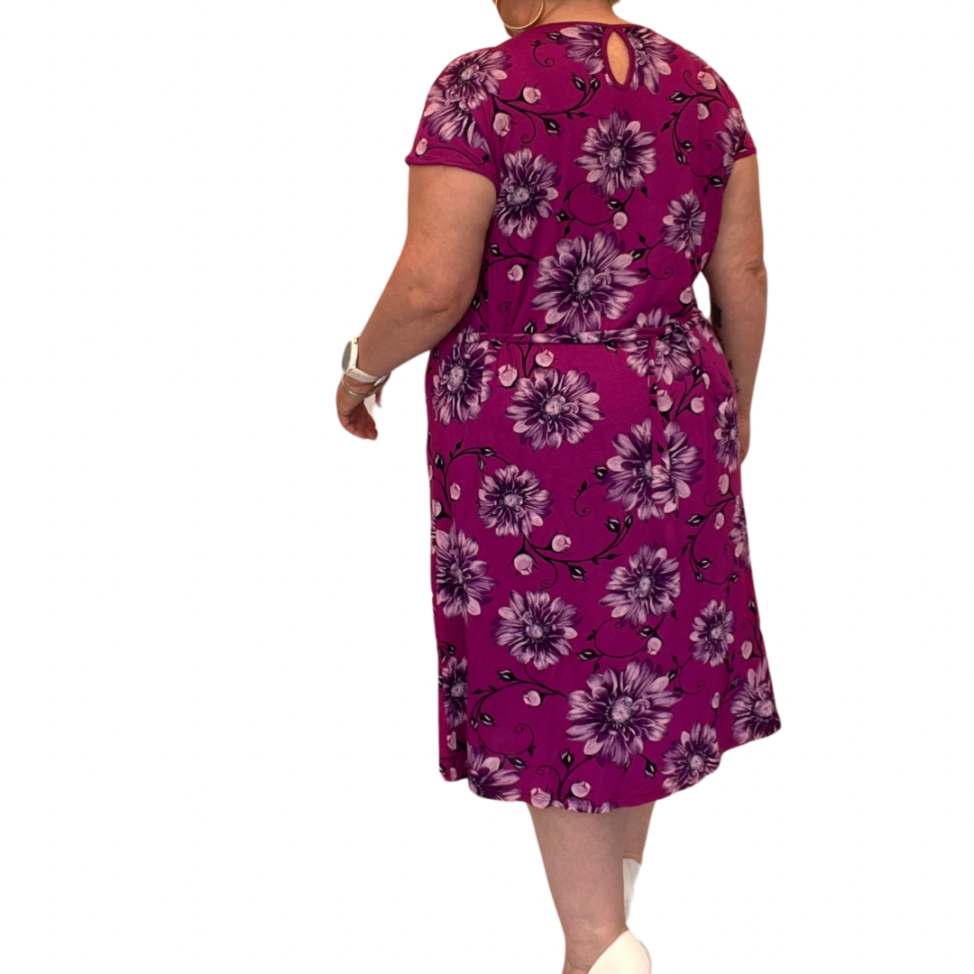 Plus‑Size Short Sleeve Floral T‑Shirt Dress