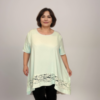 Plus‑Size Lace Hanky Hem Loose Fitting Blouse