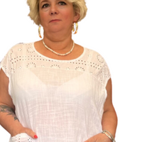 ROCKTHOSECURVES PURE COTTON CAP SLEEVE DRESS WITH EMBROIDERED POCKETS