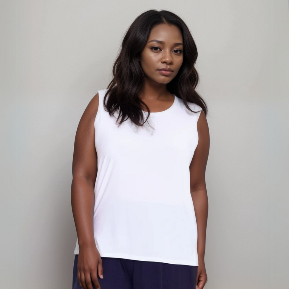 Plus-Size Sleeveless Vest with Cut-Side Detail