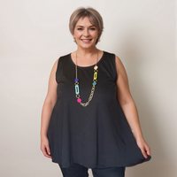 Sleeveless Swing Vest with Necklace
