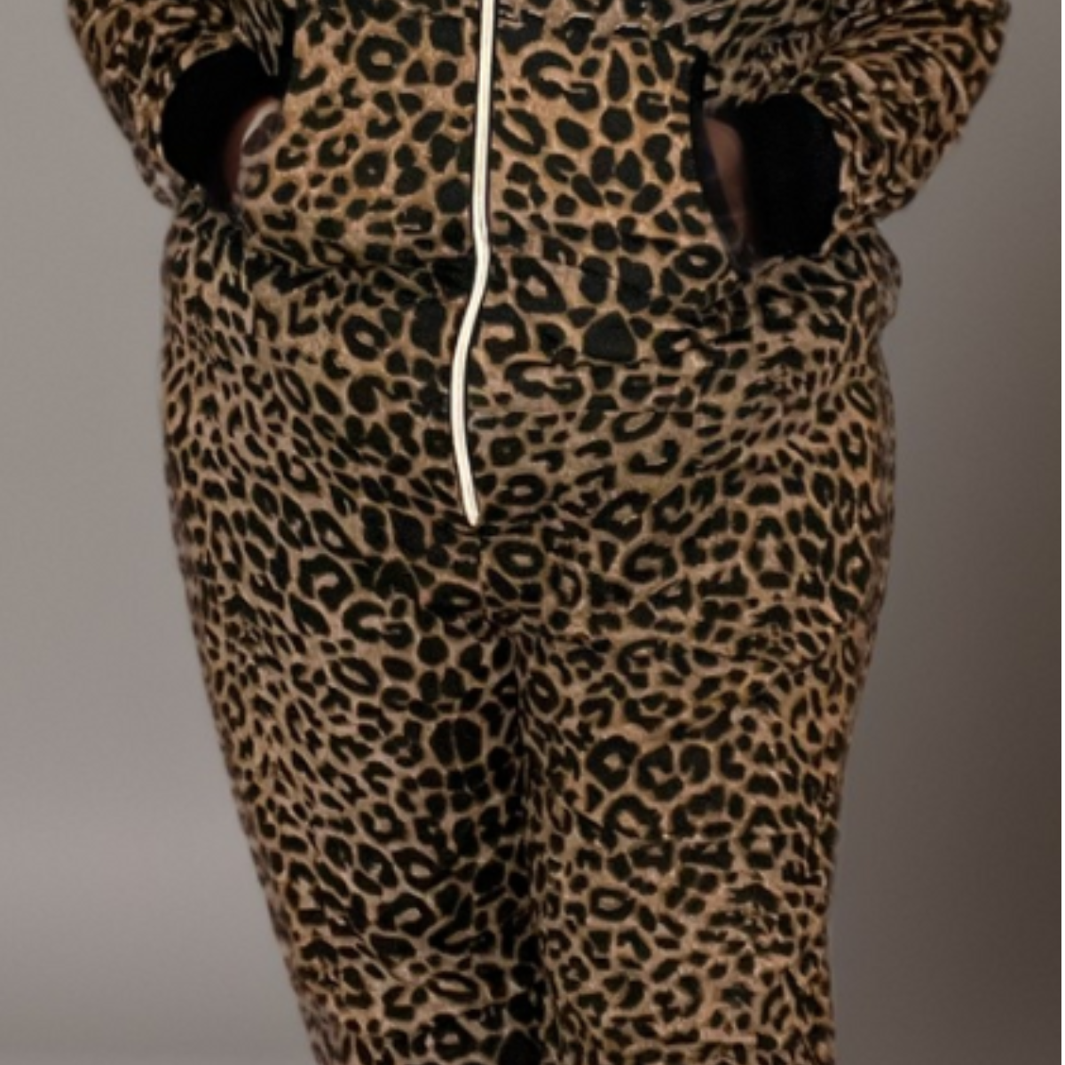 Plus-Size Leopard Print Stretch Lounge Jumpsuit
