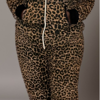 Plus-Size Leopard Print Stretch Lounge Jumpsuit