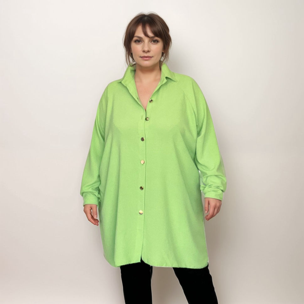 OVERSIZED LONG DIPPED HEM SHIRT WITH PLEATED BACK