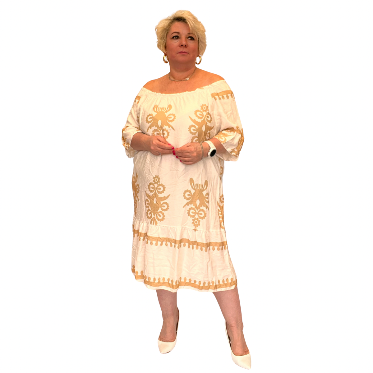 ROCKTHOSECURVES OFF SHOULDER FRILLED HEM BELL SLEEVE DRESS