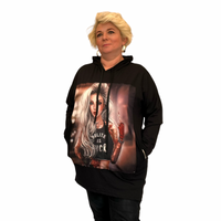 ROCKTHOSECURVES BLACK FACE PRINT POCKET SIDE HOODIE