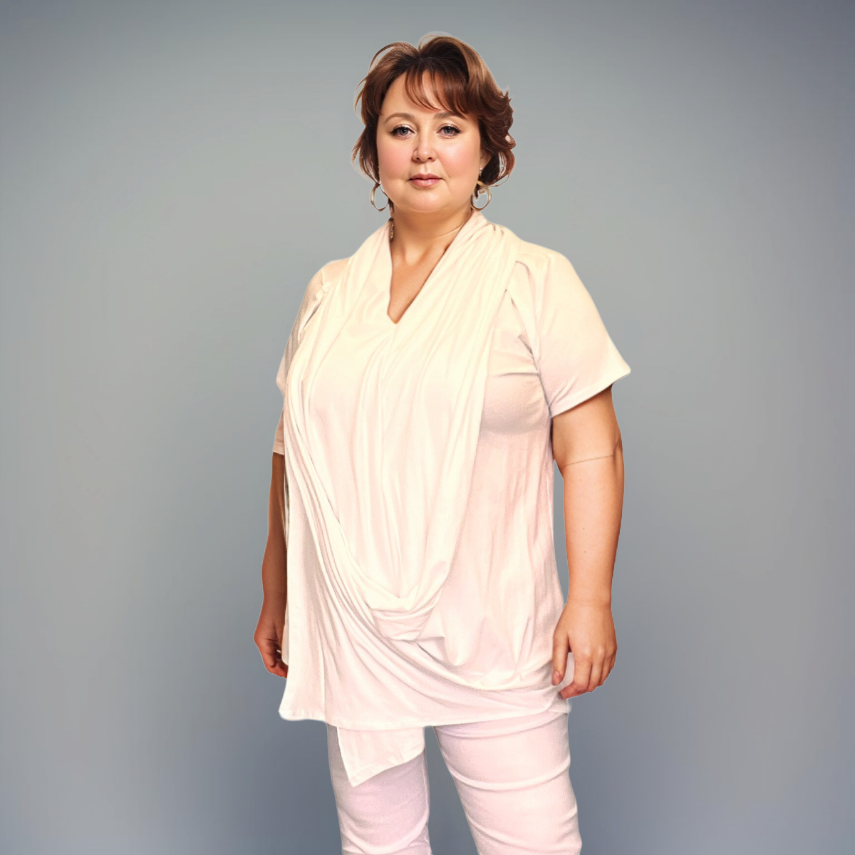 ROCKTHOSECURVES WRAP OVER DRAPED DETAIL SHORT SLEEVE TOP