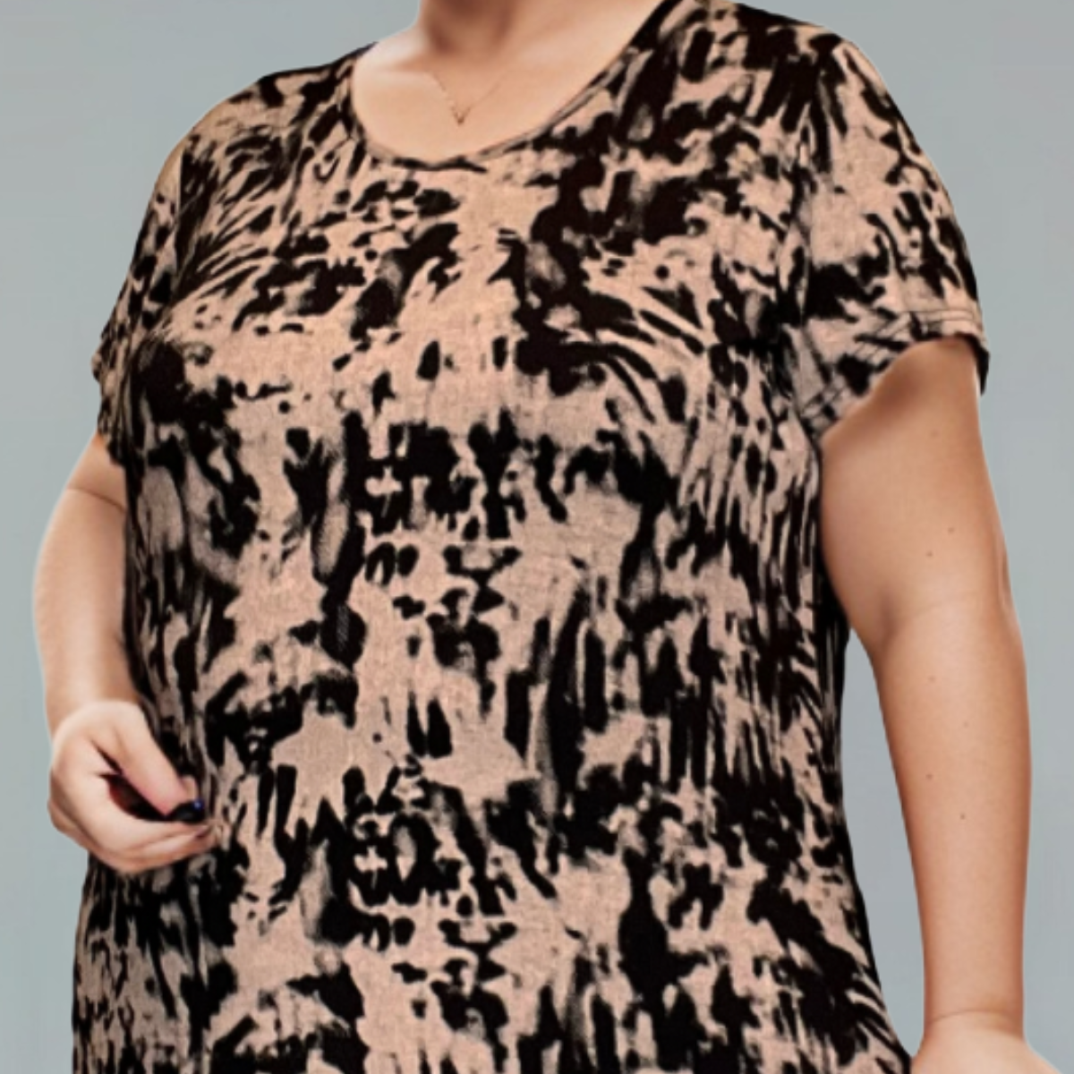 BLACK TAUPE SPLASH LONG LENGTH T-SHIRT