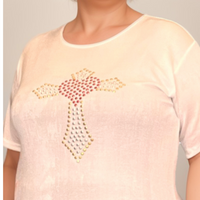 Soft Stretchy Short Sleeve Cross Studded Top