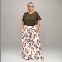 Leaf Print Palazzo Trousers