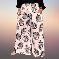 Leaf Print Palazzo Trousers