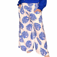 Leaf Print Palazzo Trousers