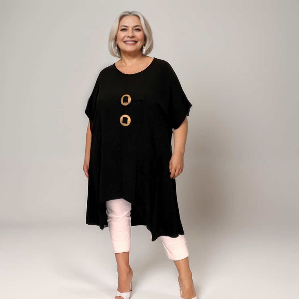 ROCKTHOSECURVES CUT OUT HEM LONG LENGTH BUTTON TOP