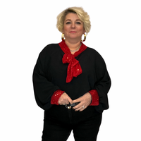 OVERSIZED BLOUSE / TOP WITH SEQUIN NECK TIE AND CUFFS