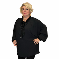 OVERSIZED BLOUSE / TOP WITH SEQUIN NECK TIE AND CUFFS