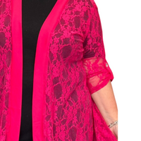 Satin Panel Lace Jacket with Button Sleeves