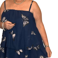 CHIFFON LAYERED STRAPPY TOP WITH BUTTERFLY PRINT