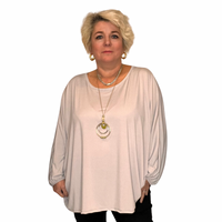 OVERSIZED LOOSE FITTING BATWING BLOUSE / TOP WITH NECKLACE