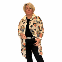 CHIFFON LONG LENGTH SHIRT / BLOUSE WITH CIRCLE PATTERN