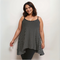 Polka Dot Cami Vest Hanky Hem Swing Top