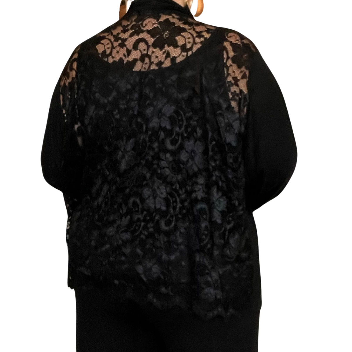 SCALLOP HEM LACE BACK OPEN FRONT CARDIGAN