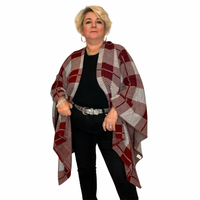 THICK KNITTED SOFT FEEL BOLD CHECK PRINT SHAWL / SCARF