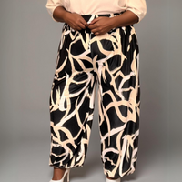 Abstract-Print Harem Pants with Elastic Hems