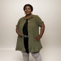 Frilled Edge Short Sleeve Blouse