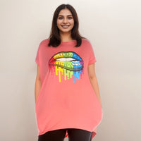 Rainbow Lips Long Pocket T-shirt