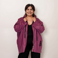 Faux Leather Dipped Hem Jacket / Coat