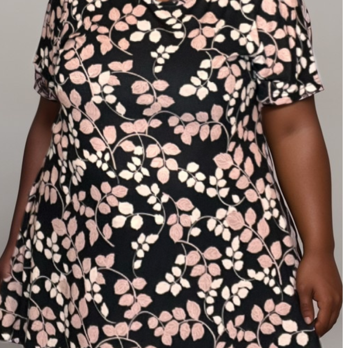 LEAF PRINT SHORT SLEEVE A-LINE SWING TOP