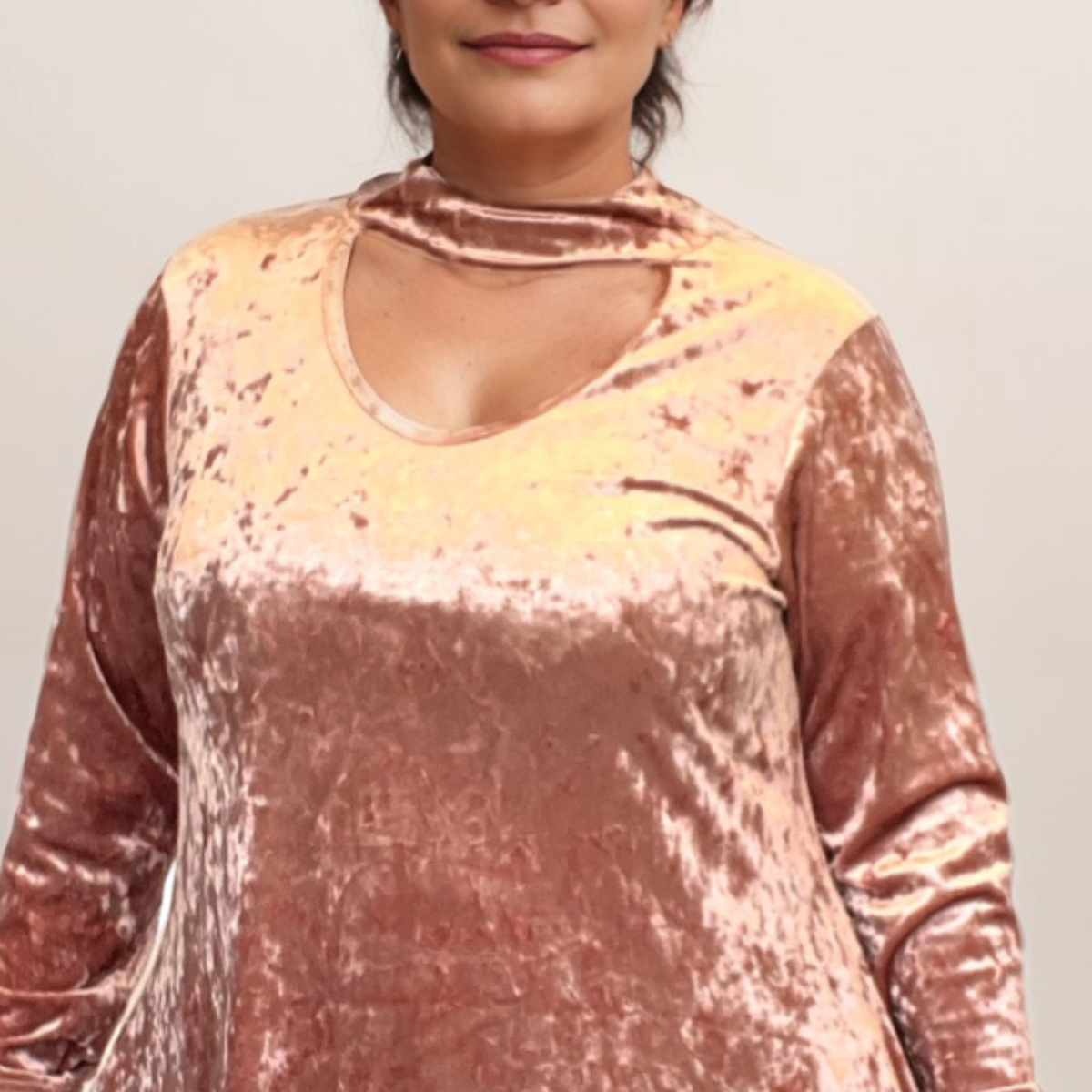 CRUSHED VELVET CHOKER NECK SWING TOP / DRESS