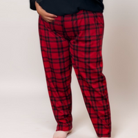 ROCKTHOSECURVES RED TARTAN ELASTIC WAIST TROUSERS