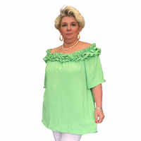Ruffled Neckline Off Shoulder Blouse