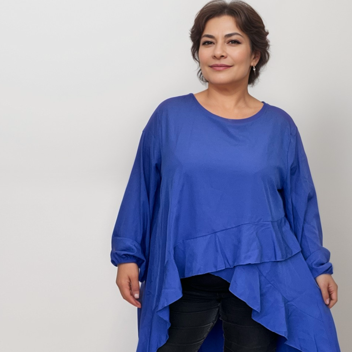 ROCKTHOSECURVES LONG FRILLED DIPPED HEM TOP