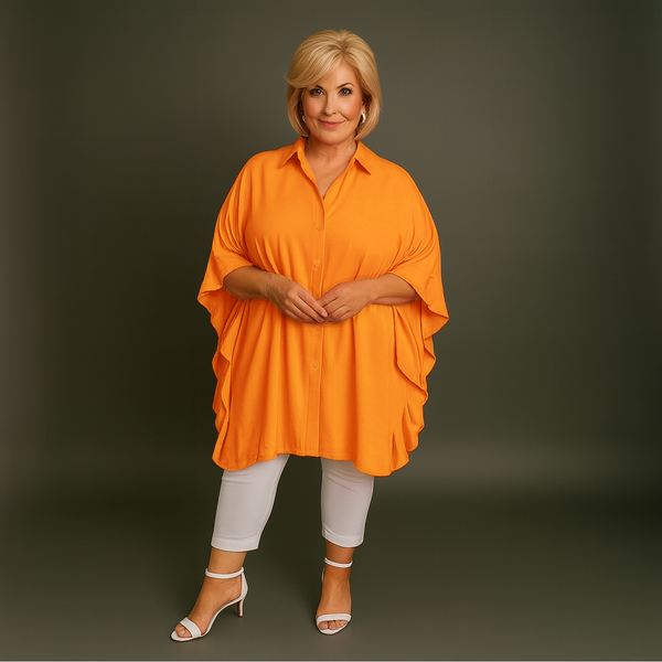 Oversized Button Front Long Shirt / Blouse,