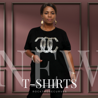 ROCKTHOSECURVES STUDDED SHORT SLEEVE COTTON T-SHIRT LONGER LENGTH