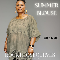 Plus‑Size Cotton Lace Hem Blouse