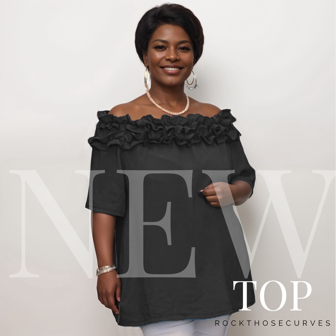 Ruffled Neckline Off Shoulder Blouse