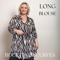 ROCKTHOSECURVES BUTTON SLEEVE LOOSE FIT LONG DIPPED HEM TOP