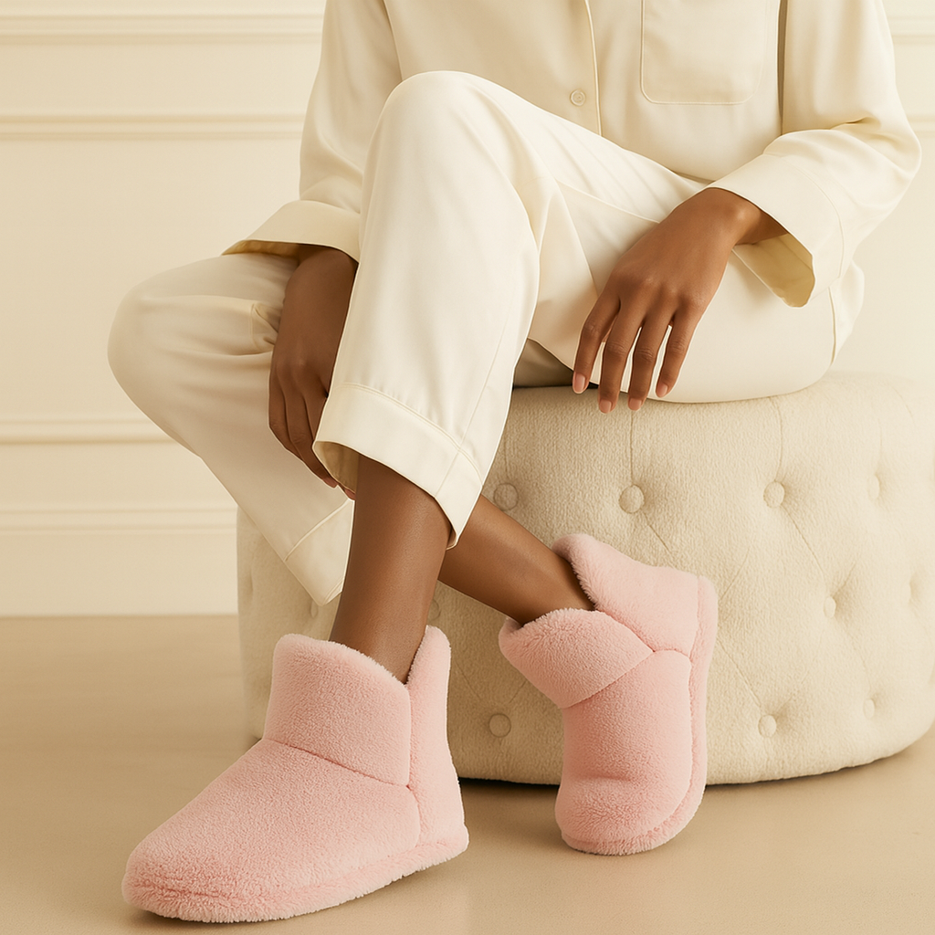 Pink Fluffy Plush Slippers Boots